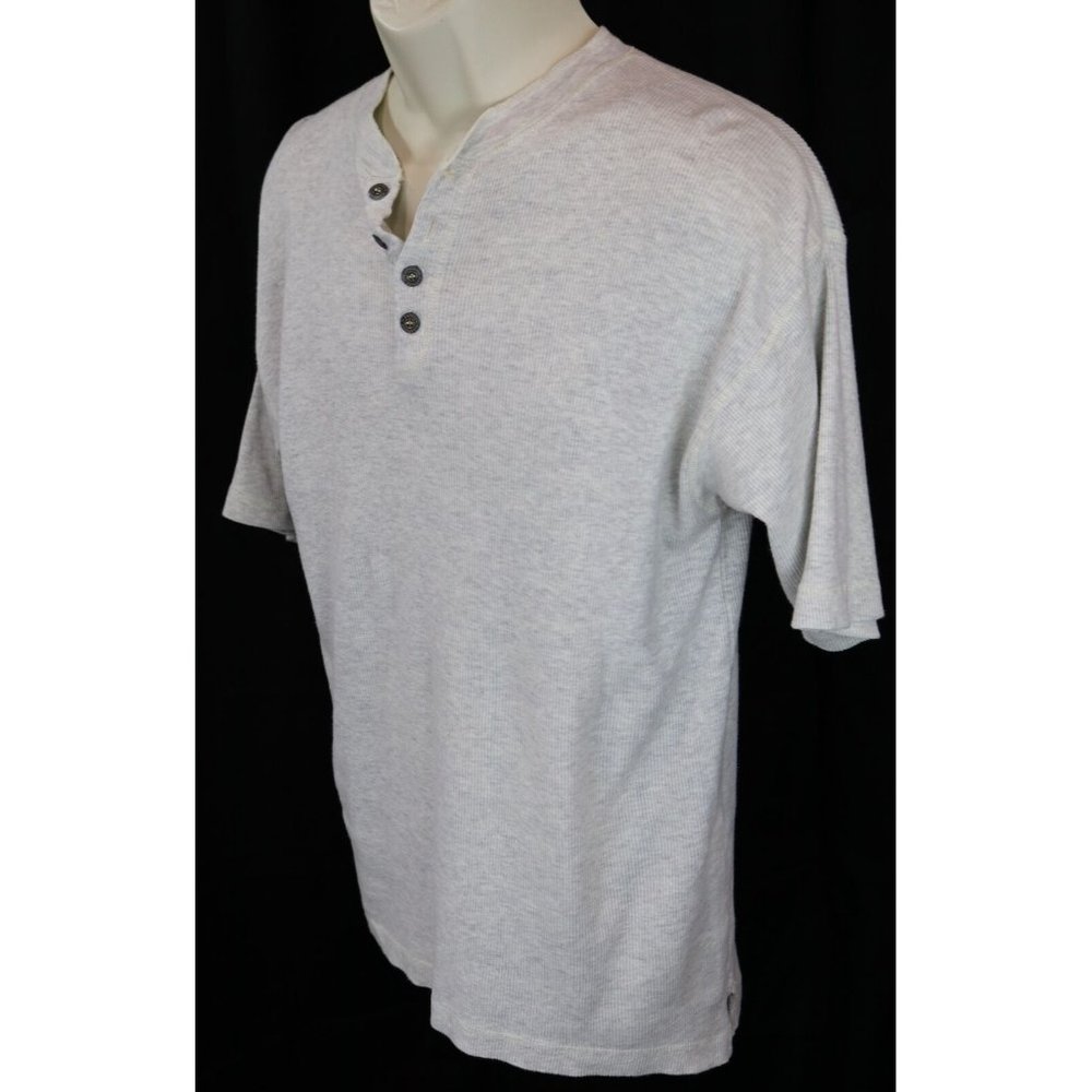Express Small Henley Shirt Men's Textured Gray Rib Knit S Button Down Top Short - Picture 3 of 6